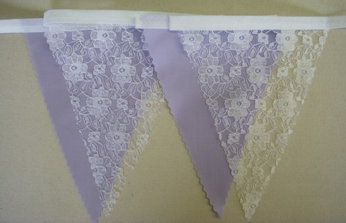 Vintage fabric bunting lilac - fabric, &