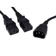IEC 320 Single C14 to Dual C13 Short Power Y Type Splitter Adapter Cable Cord