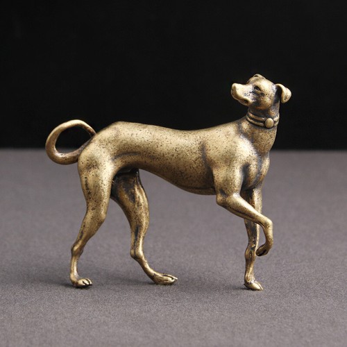 Brass hunting dog statue - brass, dogs