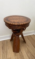 Solid Wood North African Interlock Tripod Table With inlaid Veneered Top
