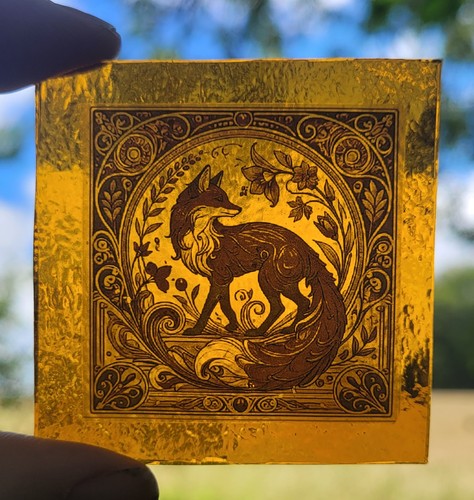 Stained glass fox piece - glass, foxes