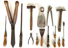 Job Lot Vintage Tools Shears, Hammers, Drill, Screw Driver, Bradawl, etc