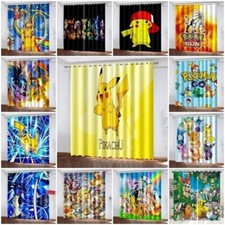 UK Kids Pokemon Pikachu#Thick Thermal Blackout Curtains Eyelet~Ring Top Drapes