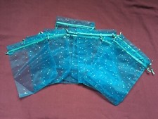 20 Organza  Bags - Weddings , Gift Jewellery - Blue With Silver Sparkling Dots
