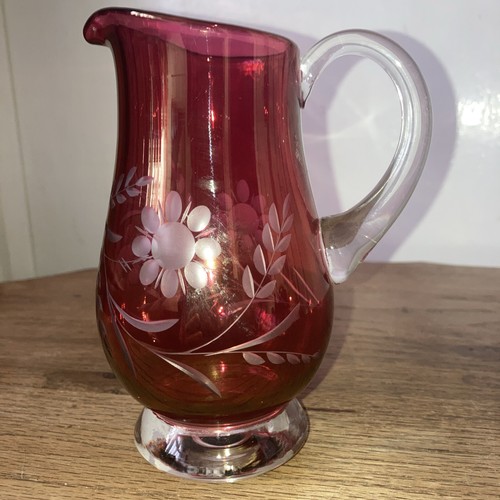 Victorian etched floral ruby - etched,