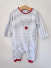 The Little White Company Stripe CHRISTMAS  Romper Babygrow 3-6 Months