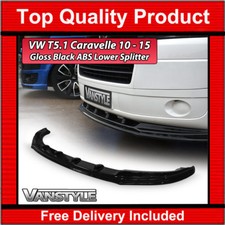 FITS VW T5.1 CARAVELLE 10-15 LOWER ABS GLOSS BLACK SPLITTER SPOILER BUMPER LIP