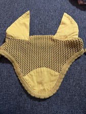 Weatherbeeta Mustard Yellow Horse Ear Bonnet Fly Veil Size Cob