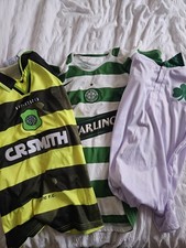 Vintage Celtic FC strips job lot. Bumble Bee, Nike and First away shirts