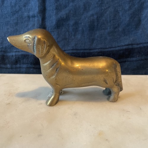 Unusual small brass dachshund - small,