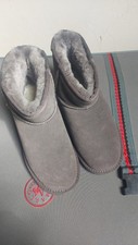 Aus Wooli Grey Sheepskin Slippers Boot