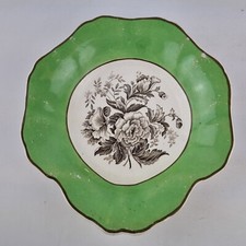 Antique 19th Century Spode Sgaped Dish Transfer Printed Flowers