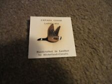VINTAGE STILL BOXED HANDCRAFTED  LEATHER BROOCH CANADA GOOSE  HINTERLAND -CANADA