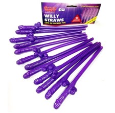 12 X Purple Willy Straws
