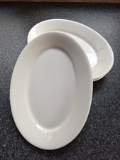 Homer Laughlin White Oval Mini Ceramic Plates x 3 (Slightly Used) 24cm x 17cm