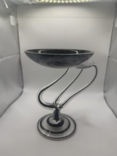 Vintage Tall Murano Blown Glass Clear to Marble Pattern  Bowl, Italy, 1960s