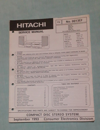 Hitachi ax12 ax15 axc12 axc15 - hitachi,