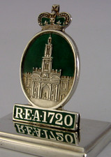 ANTIQUE 1919 STERLING SILVER ENAMEL ROYAL EXCHANGE FIRE PLAQUE MENU HOLDER