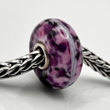Summersday Artisan Trollbeads Style Trollstone Bright & Dark Pink Purple  Stripe