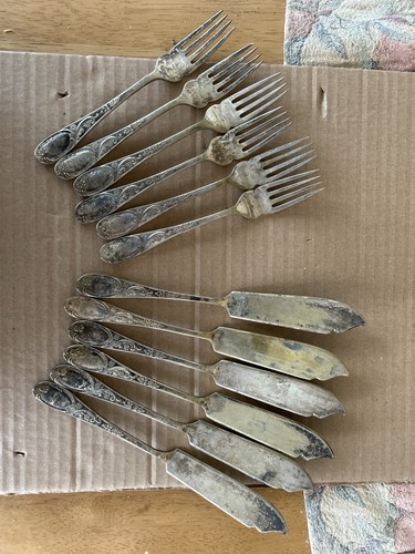 Victorian epns fish knives - epns,