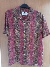 Topman Mens Unisex Animal Snakeskin Print S/S Shirt size Small Viscose  BNWOT
