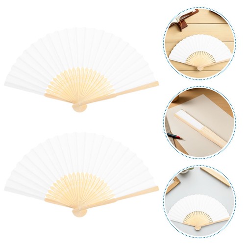 9pcs white folding hand - white, fans