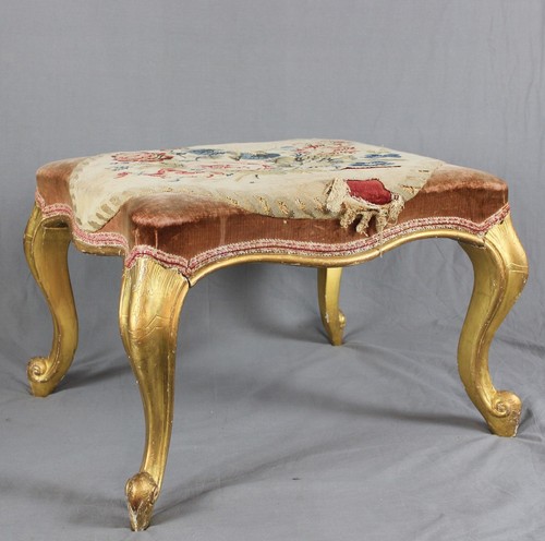 French giltwood foot stool - french,