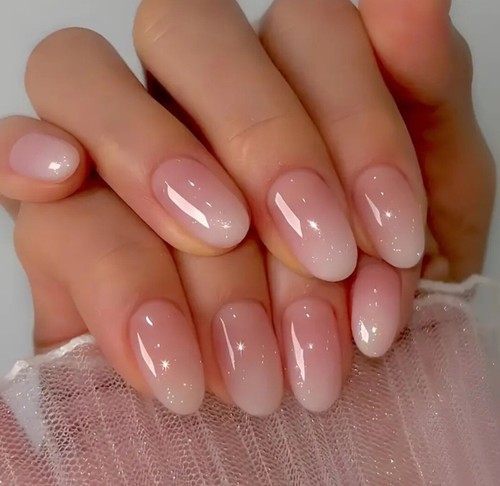 24pcs set glossy short - set, oval