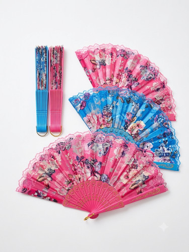 Floral folding hand fans - folding,