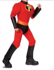 Mr Incredible Cosplay Adult Jumpsuit Bodysuit Halloween Costume Superhero Party