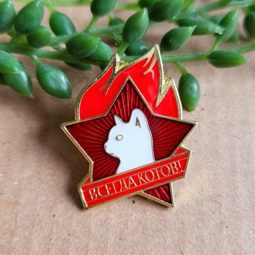 Russian cat enamel pin badge - russian,