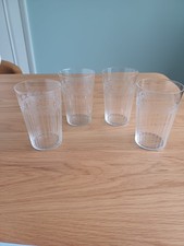 4 Edwardian 10cm tumblers. Etched patterns.