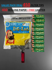450 ZIG ZAG ULTRA SLIM FILTER TIP 450 ZIG ZAG ROLLING CIG PAPER &FREE LIGHTER