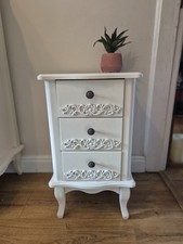3 draw bedside table white