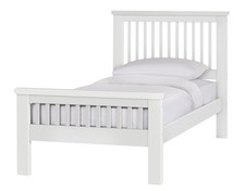 Home Aubrey Single Wooden Bed Frame - White | Sturdy Kids or Guest Bed