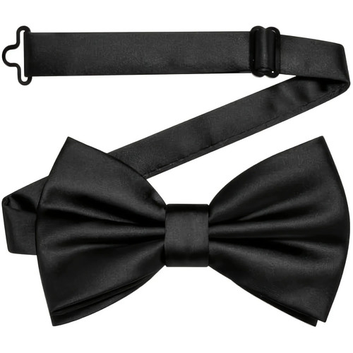 Black bow tie adjustable - tie, satin