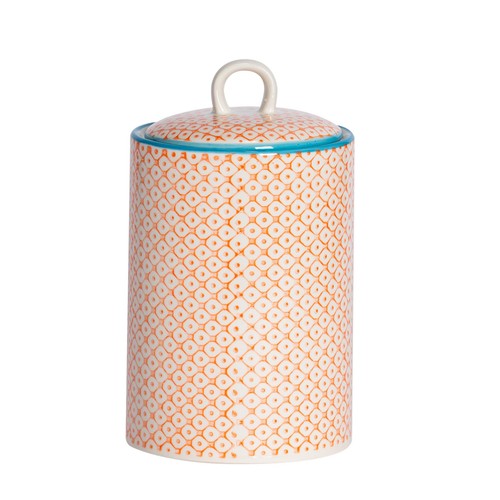 Hand printed kitchen canister - hand-printed,