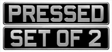 Classic Car Number Plates set of 2  Black & Silver Aluminium Metal Pressed