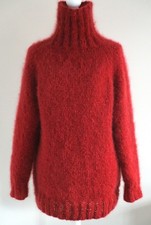 New Hand Knitted Sweater Pullover Brushed Chunky Fluffy Mohair Alpaca Wool  M-L