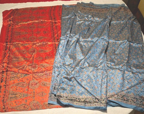 Vintage silk sari blue - silk,