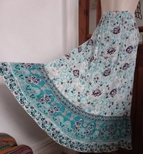 BNWT Cotton Traders Tiered Gypsy Maxi Skirt Size 16 indian block print style 