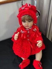 BABY GIRL CARDIGAN BONNET BOOTEE CROCHET HANDMADE REBORN ROMANY 0 to 3MONTH XMAS