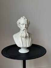 Vintage Parian Bust Statue Ornament Sculpture Charles Dickens