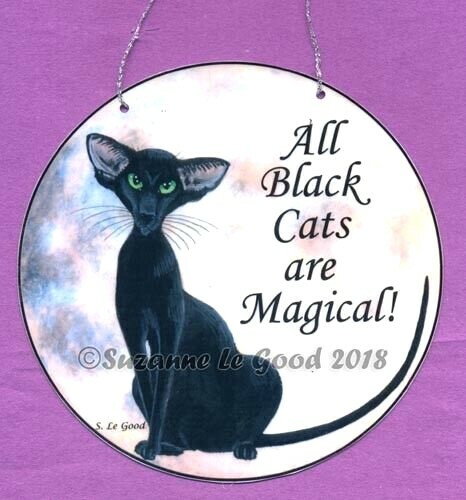 Black oriental cat painting - black,