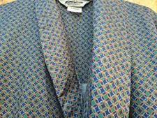 VINTAGE PURPLE AND GREEN CIRCLES SILKY DRESSING GOWN SMOKING JACKET SIZE LARGE