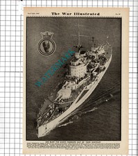HMS Warspite Ship World War Two WW2 - 1941 Clipping