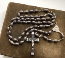 Vintage Italian Wooden Rosary Beads With Cross