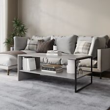 100cm Wooden Coffee Table Steel Frame Open Storage Shelf Living Room Furniture