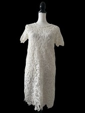Zara White A-line Lace Dress