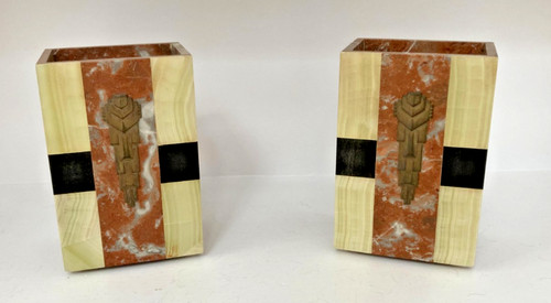 Art deco clock garniture pair - clock,